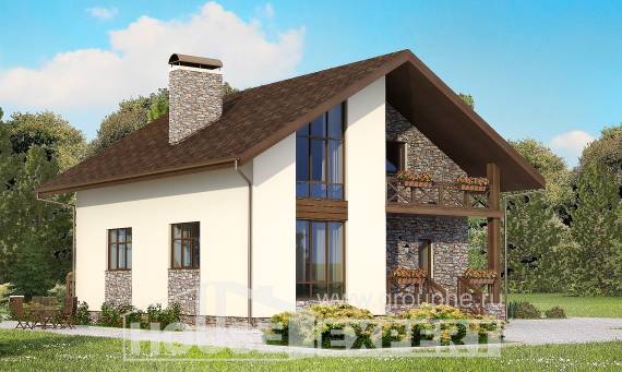 155-001-П Проект двухэтажного дома с мансардным этажом и гаражом, доступный домик из керамзитобетонных блоков Хабаровск, House Expert