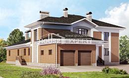520-002-Л Проект трехэтажного дома, гараж, уютный загородный дом из поризованных блоков Амурск, House Expert