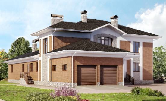 520-002-Л Проект трехэтажного дома и гаражом, классический домик из теплоблока, Амурск