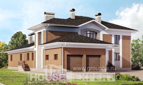 520-002-Л Проект трехэтажного дома, гараж, уютный загородный дом из поризованных блоков Амурск, House Expert