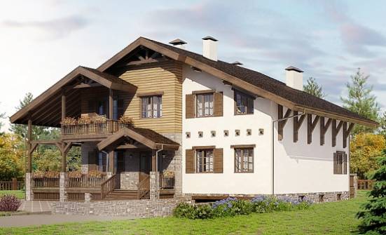 400-004-П Проект трехэтажного дома мансардой, гараж, огромный коттедж из кирпича Хабаровск | Проекты домов от House Expert