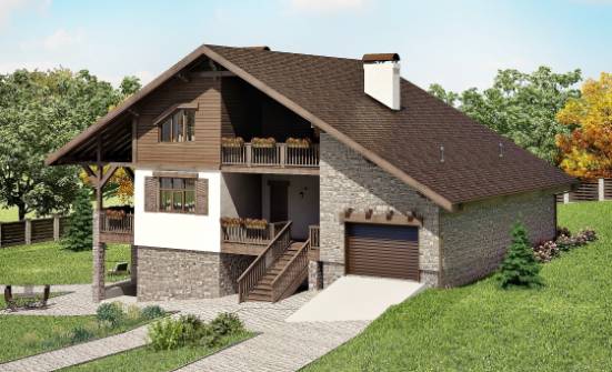 300-003-П Проект трехэтажного дома мансардой, гараж, уютный домик из кирпича, Амурск