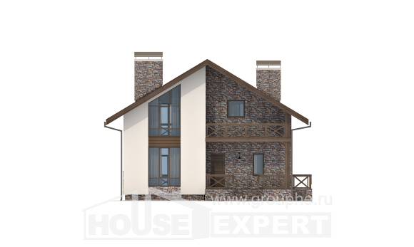 155-001-П Проект двухэтажного дома мансардой, гараж, простой коттедж из блока Хабаровск, House Expert