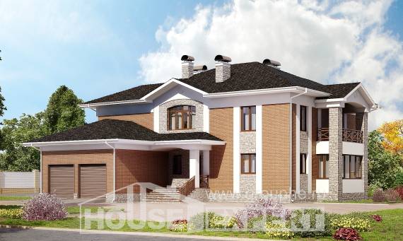 520-002-Л Проект трехэтажного дома, гараж, классический домик из поризованных блоков Хабаровск, House Expert