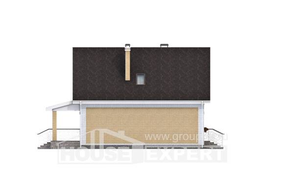 130-004-П Проект двухэтажного дома с мансардным этажом, бюджетный домик из поризованных блоков Советская Гавань, House Expert