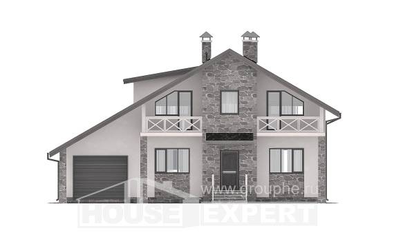 180-017-Л Проект двухэтажного дома с мансардным этажом и гаражом, просторный коттедж из блока Амурск, House Expert